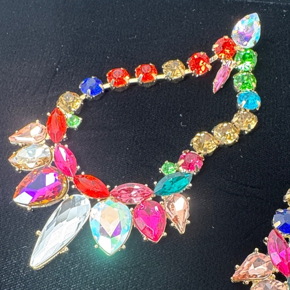 MEGHAN FABULOUS The Cha Cha Cha Oversized Colorful Crystal Drop Earrings Sparkle - Picture 3 of 9